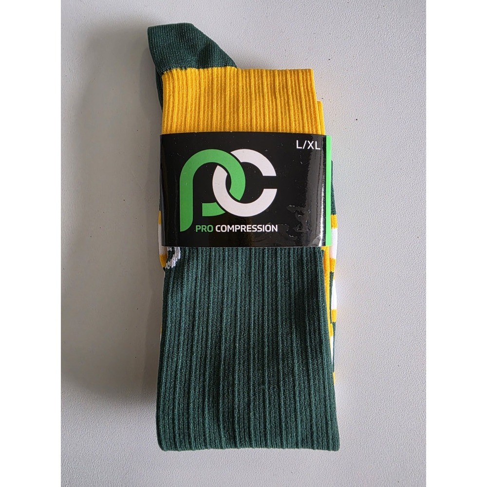 Pro Compression Green And Yellow/Gold L/XL Marathon Knee High Sock